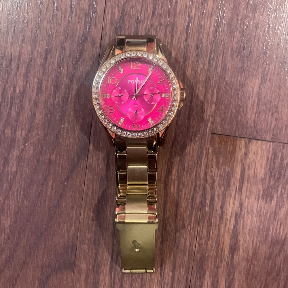 PINK FOSSIL WATCH
